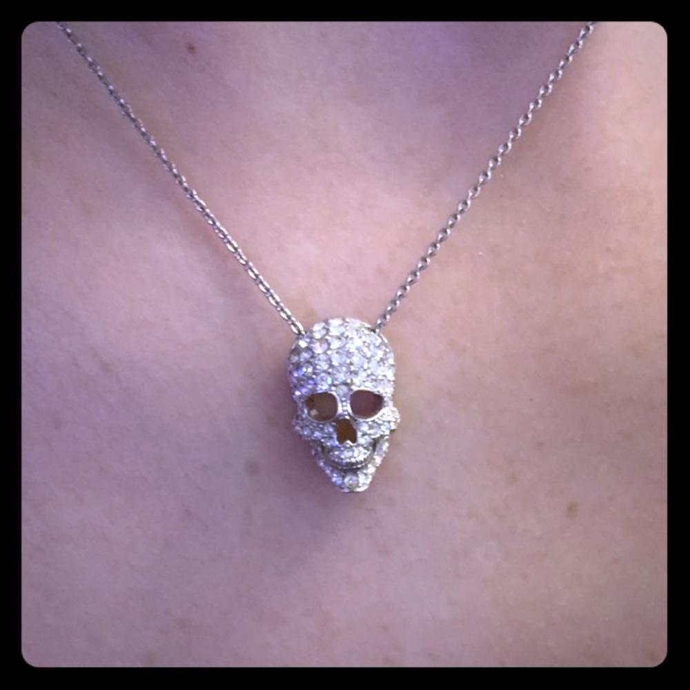Crystal encrusted skull necklace